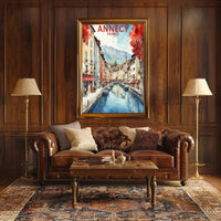 Annecy Canal Dreamscape Watercolor Travel Poster PosterGoat