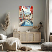 Annecy Canal Dreamscape Watercolor Travel Poster PosterGoat