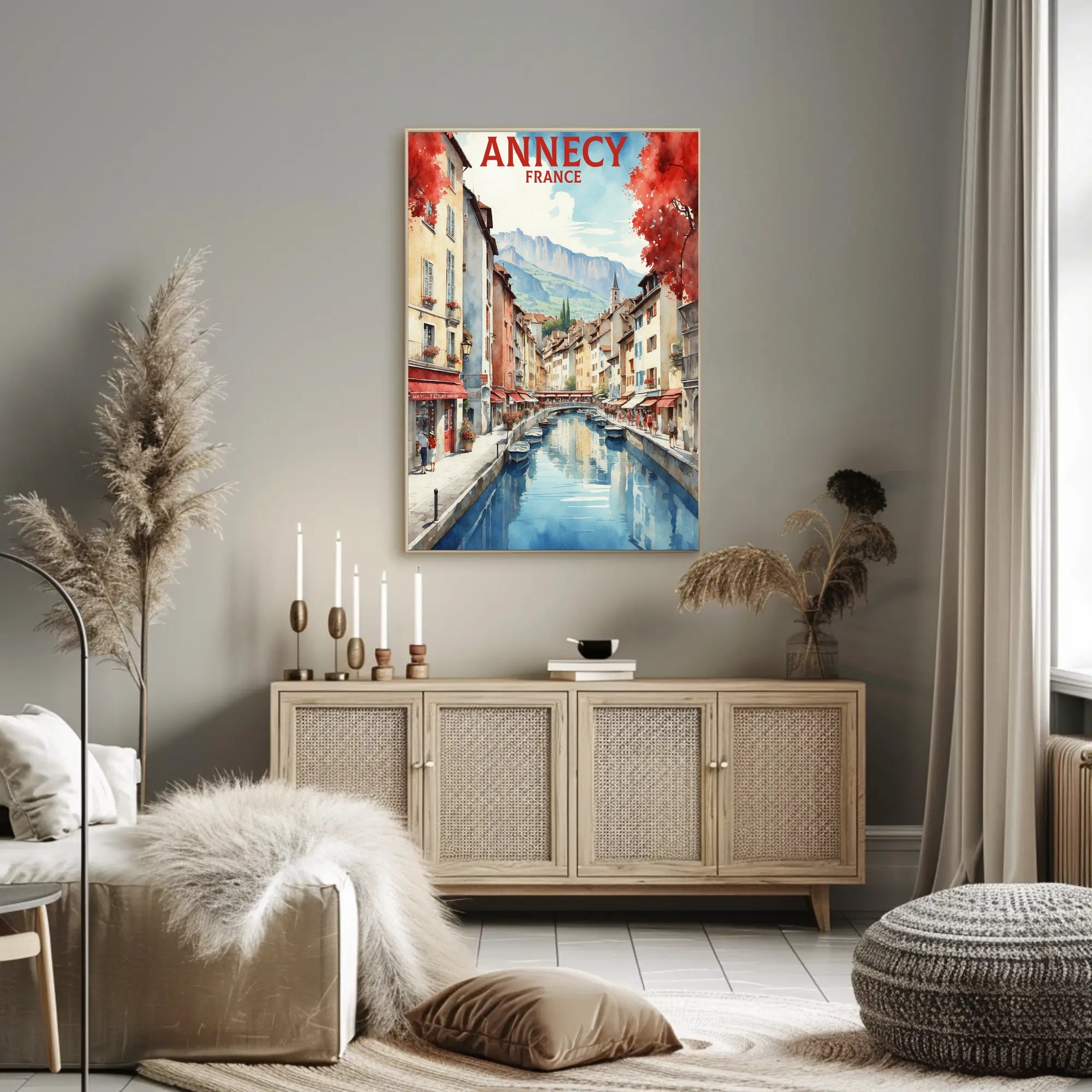 Annecy Canal Dreamscape Watercolor Travel Poster PosterGoat