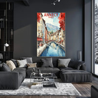 Annecy Canal Dreamscape Watercolor Travel Poster PosterGoat
