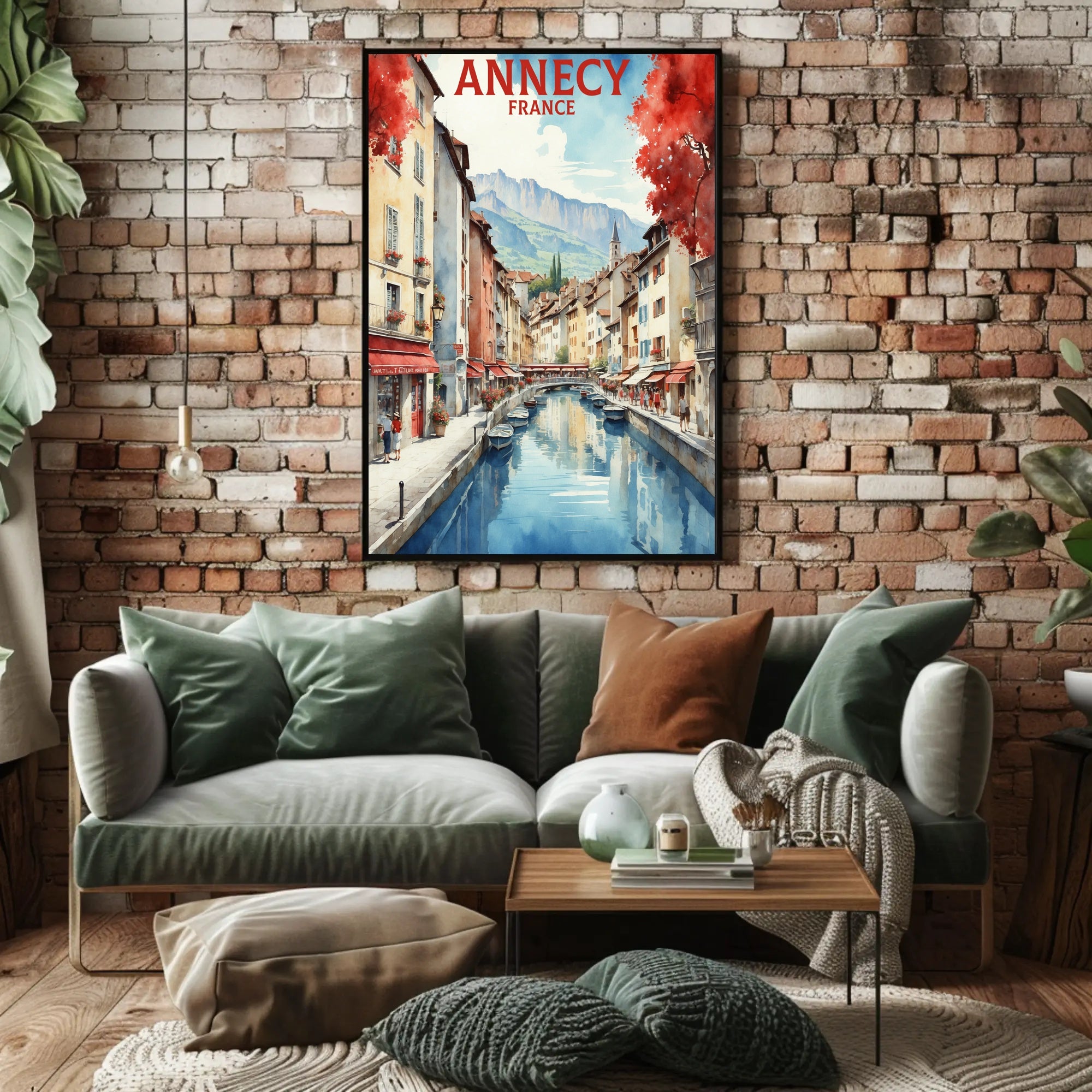 Annecy Canal Dreamscape Watercolor Travel Poster PosterGoat