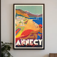 Annecy La Plage Vintage Beach Travel Poster PosterGoat