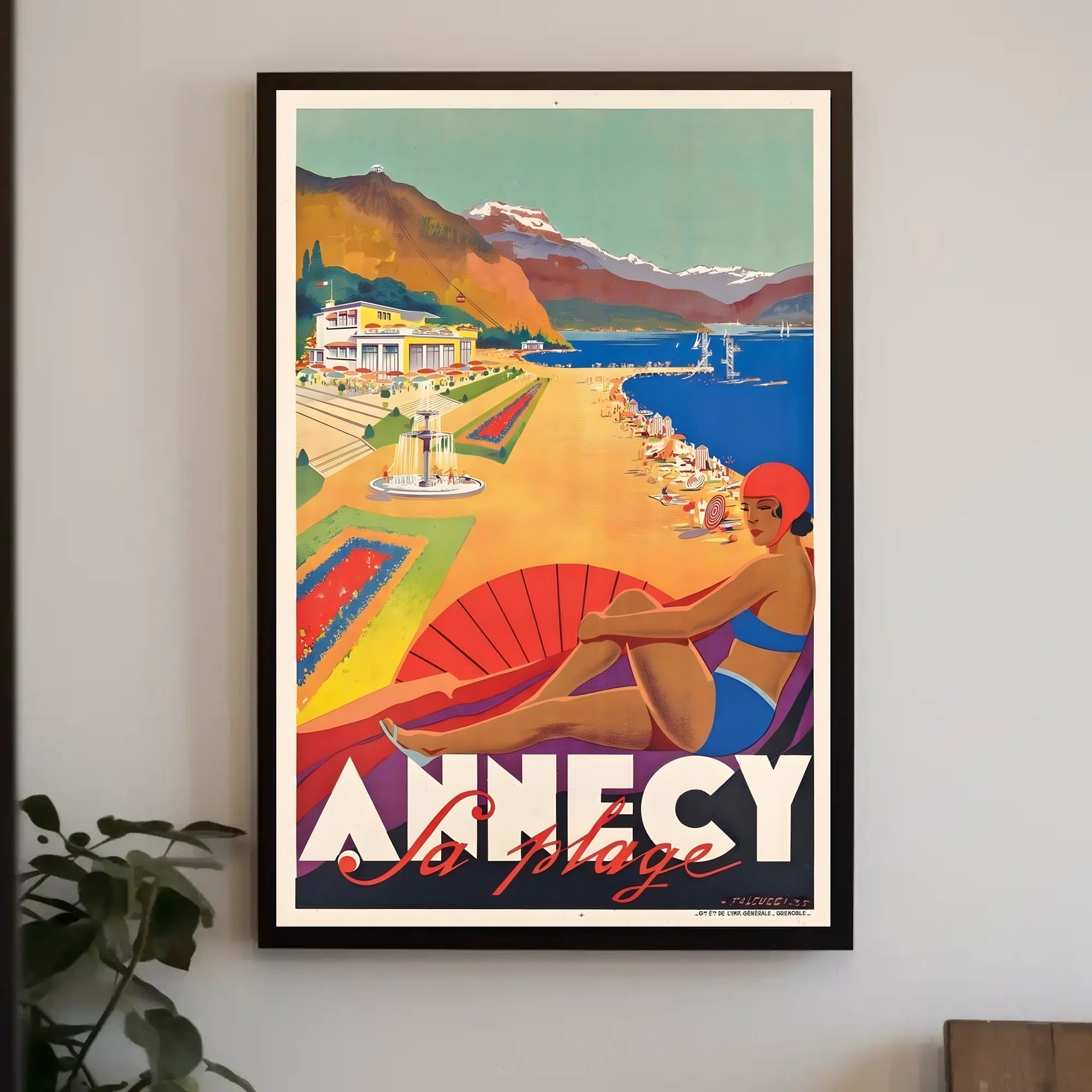 Annecy La Plage Vintage Beach Travel Poster PosterGoat