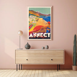 Annecy La Plage Vintage Beach Travel Poster PosterGoat