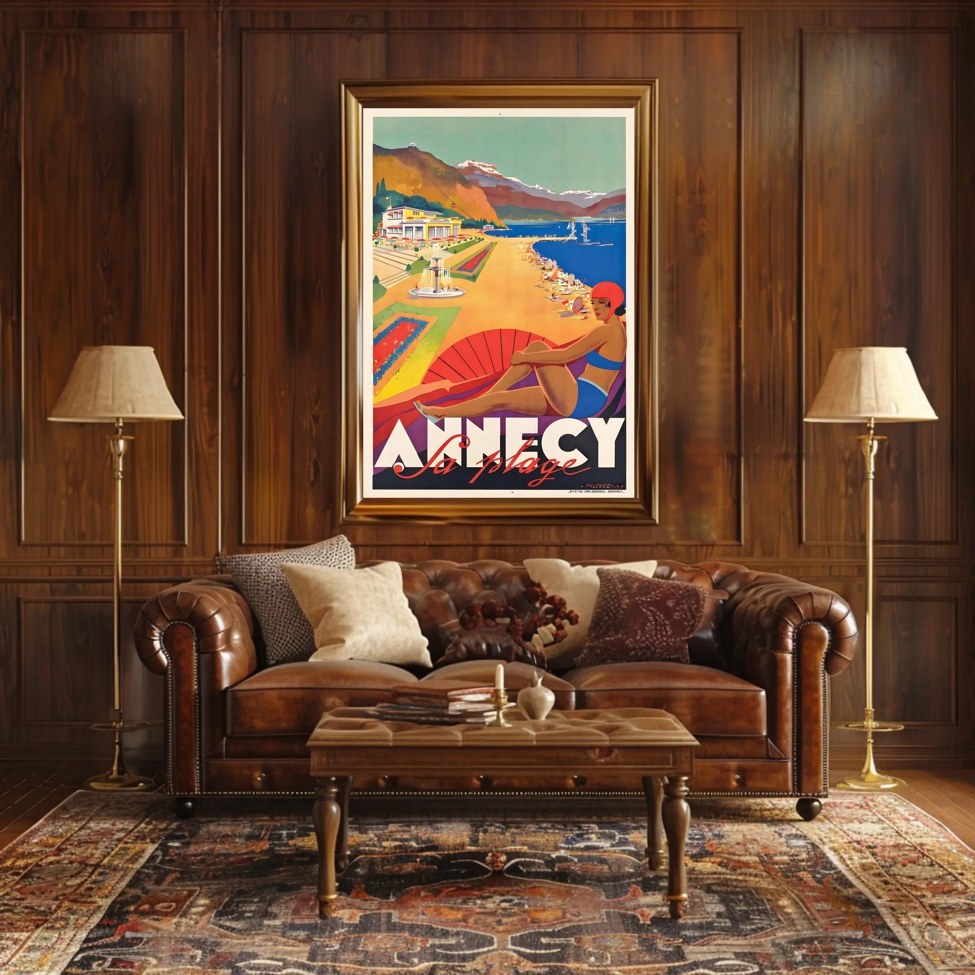 Annecy La Plage Vintage Beach Travel Poster PosterGoat