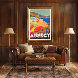 Annecy La Plage Vintage Beach Travel Poster PosterGoat
