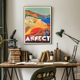 Annecy La Plage Vintage Beach Travel Poster PosterGoat