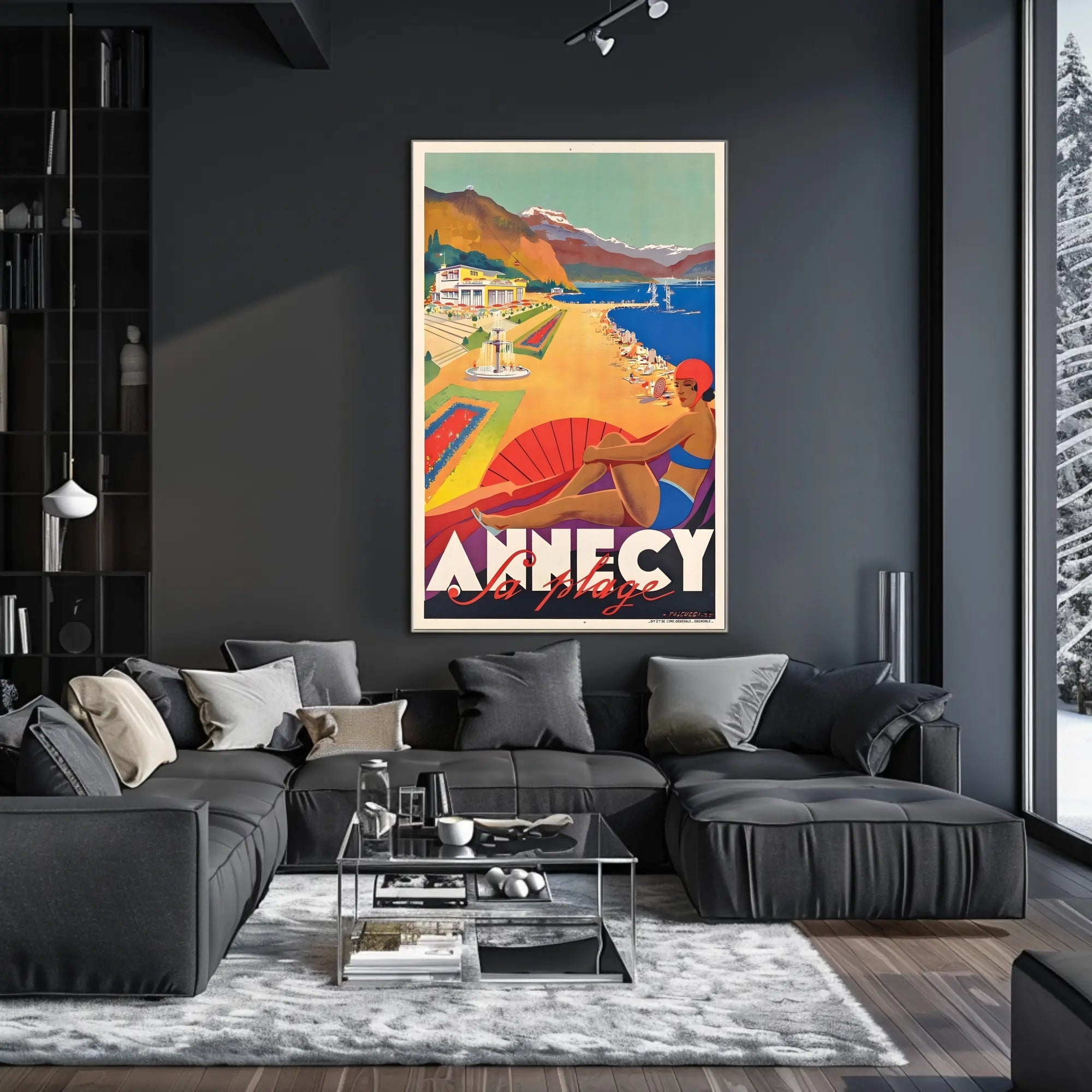 Annecy La Plage Vintage Beach Travel Poster PosterGoat