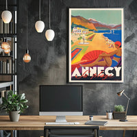 Annecy La Plage Vintage Beach Travel Poster PosterGoat