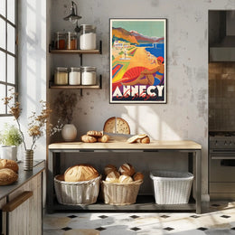 Annecy La Plage Vintage Beach Travel Poster PosterGoat