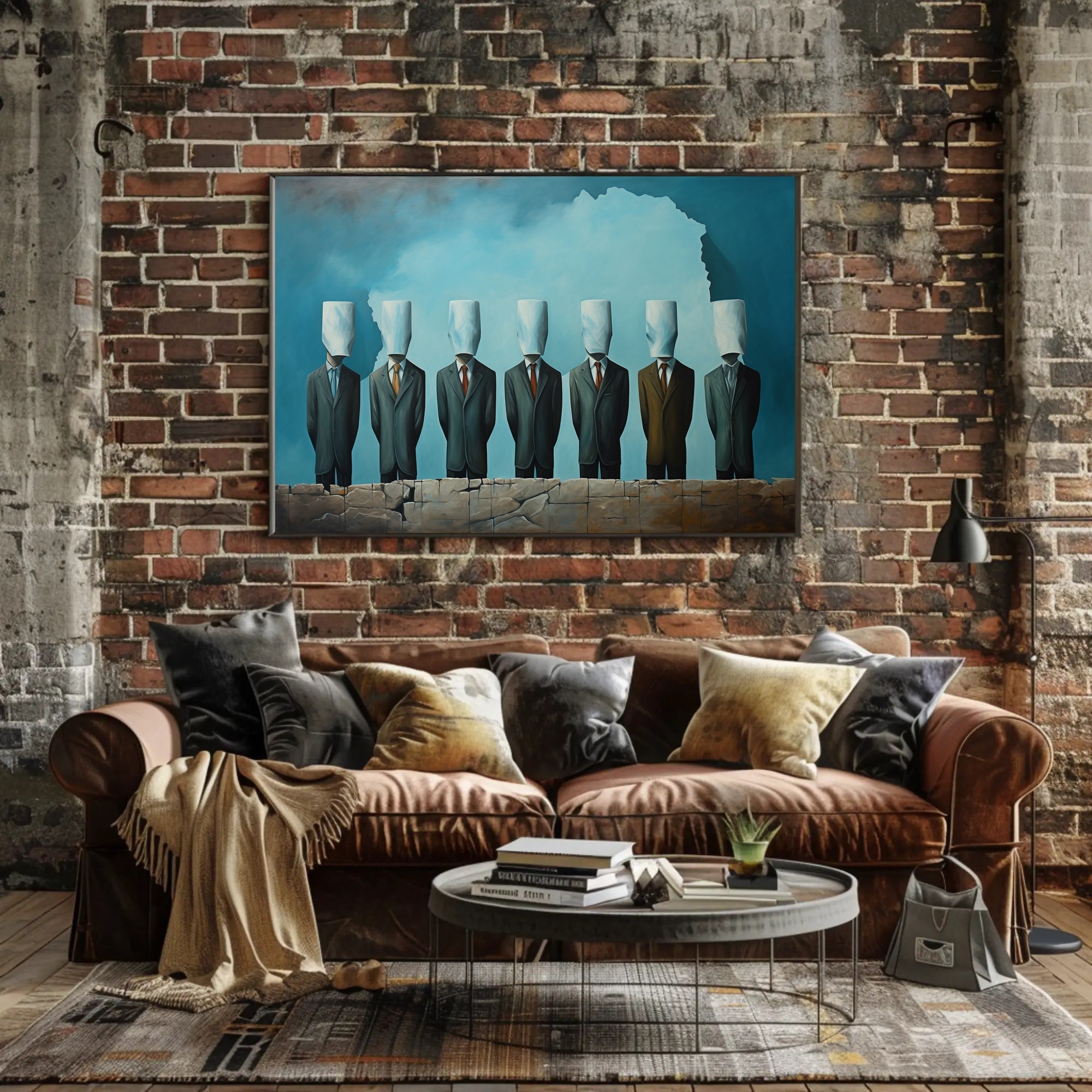 Anonymous Men in Suits Surreal Artistic Poster PosterGoat