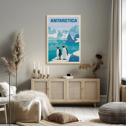 Antarctic Penguins Vintage Travel Poster PosterGoat