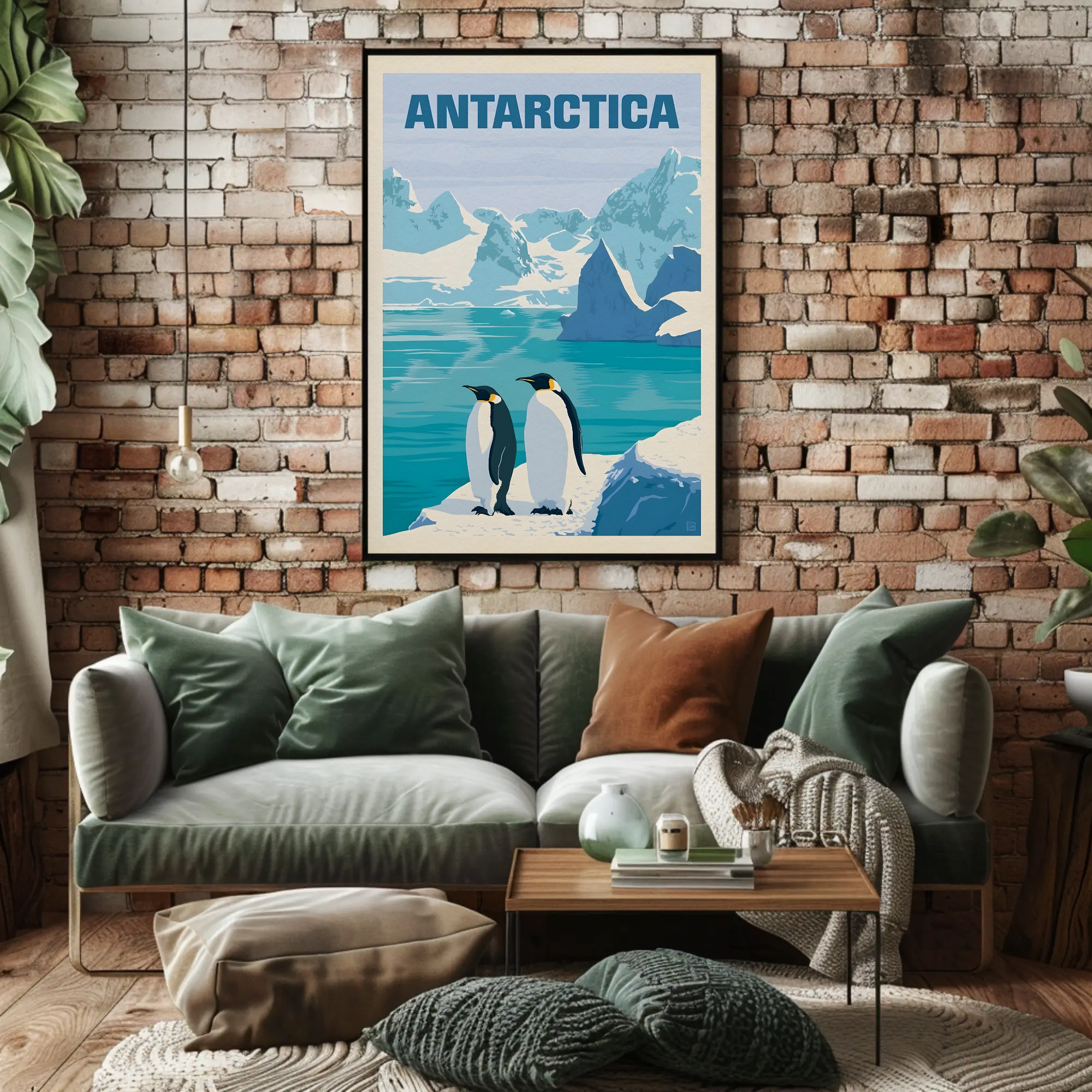 Antarctic Penguins Vintage Travel Poster PosterGoat