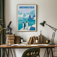 Antarctic Penguins Vintage Travel Poster PosterGoat