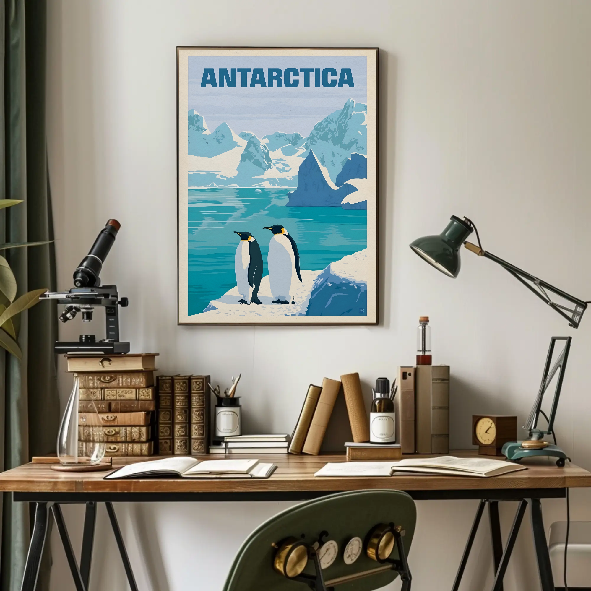 Antarctic Penguins Vintage Travel Poster PosterGoat
