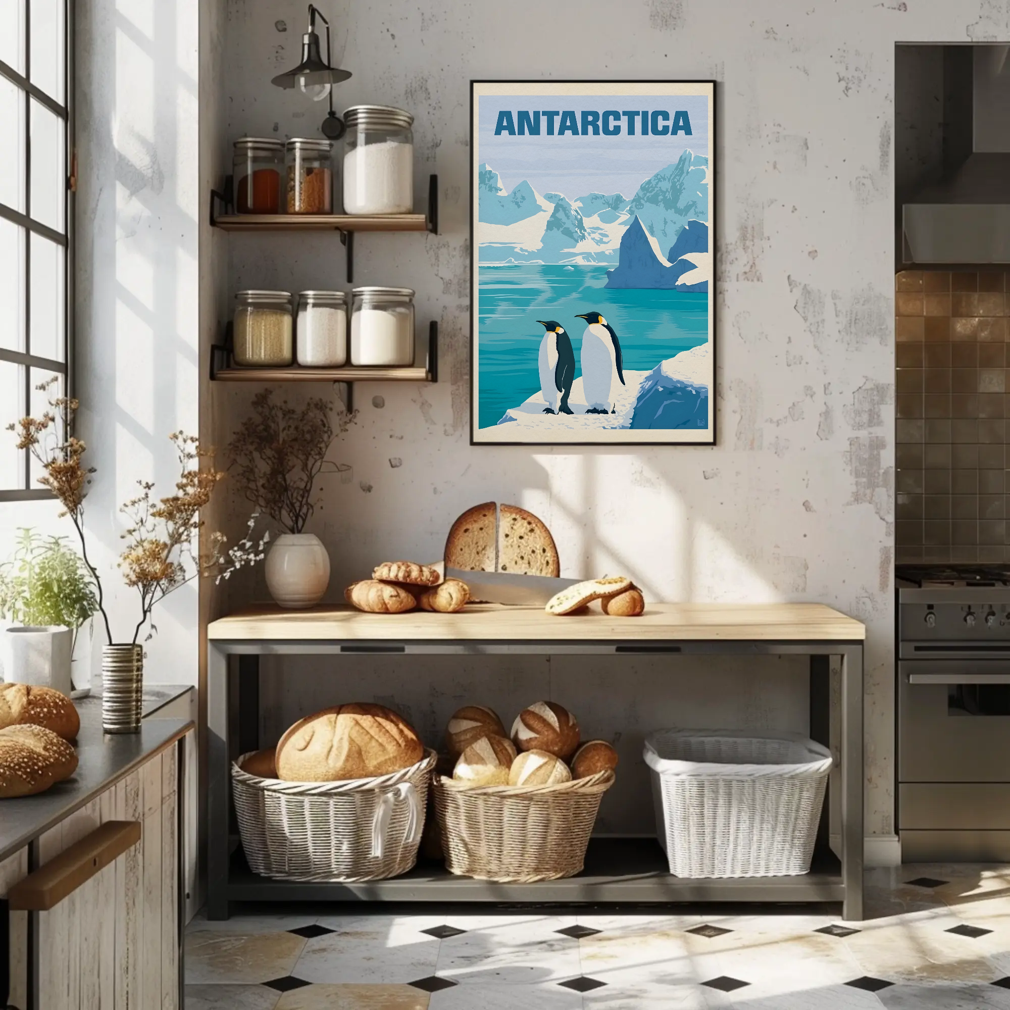 Antarctic Penguins Vintage Travel Poster PosterGoat