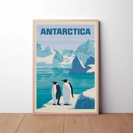 Antarctic Penguins Vintage Travel Poster PosterGoat