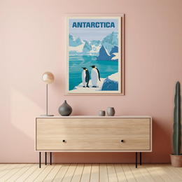 Antarctic Penguins Vintage Travel Poster PosterGoat
