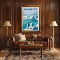 Antarctic Penguins Vintage Travel Poster PosterGoat