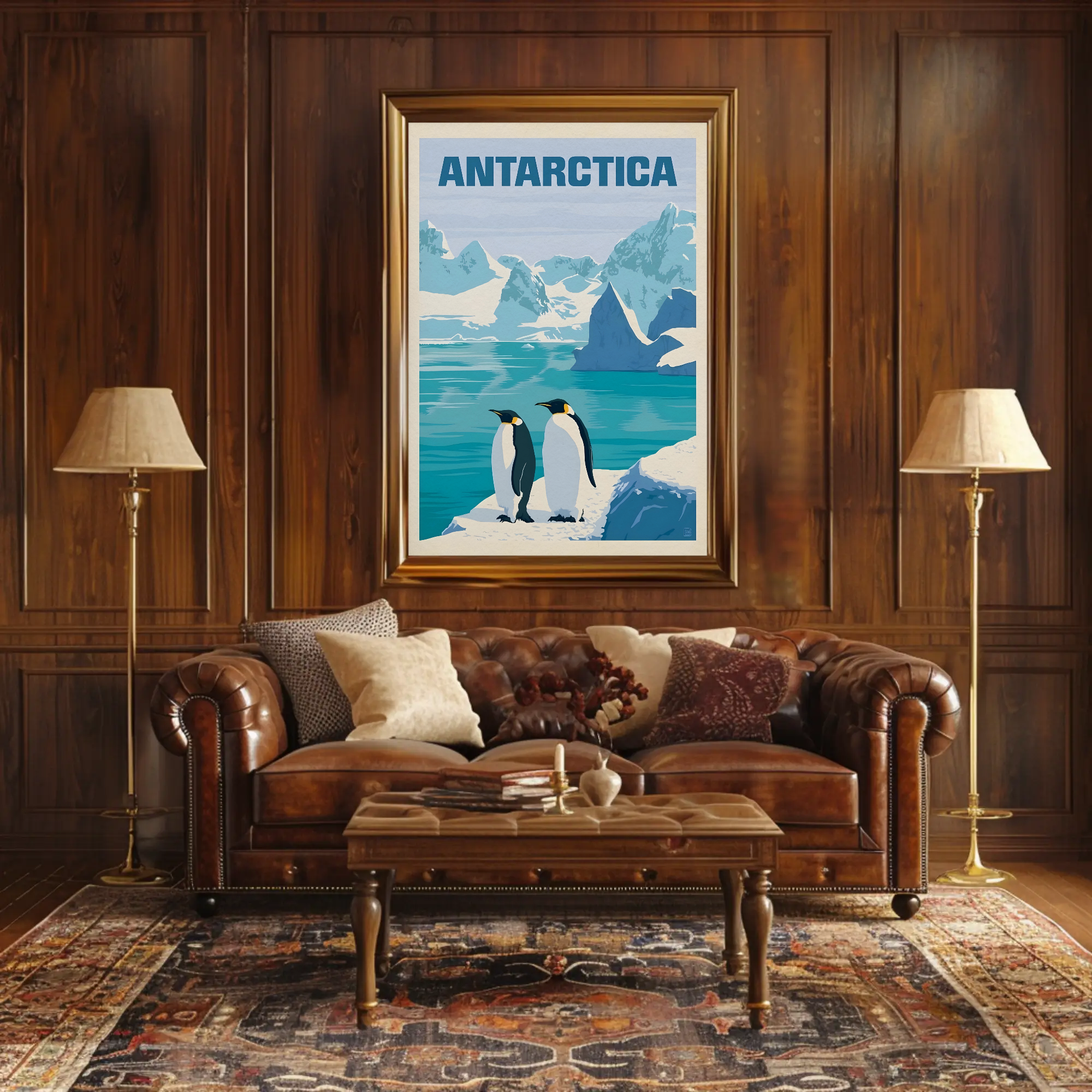 Antarctic Penguins Vintage Travel Poster PosterGoat