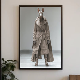 Anthropomorphic Fashion Fantasy in Stylish Trench Coat Poster PosterGoat