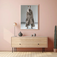 Anthropomorphic Fashion Fantasy in Stylish Trench Coat Poster PosterGoat