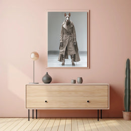 Anthropomorphic Fashion Fantasy in Stylish Trench Coat Poster PosterGoat