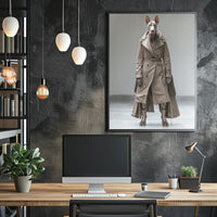 Anthropomorphic Fashion Fantasy in Stylish Trench Coat Poster PosterGoat