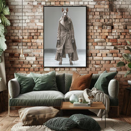 Anthropomorphic Fashion Fantasy in Stylish Trench Coat Poster PosterGoat