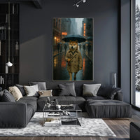 Anthropomorphic Shiba Inu in Urban Cityscape Art Poster PosterGoat