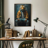Anthropomorphic Tiger in Urban Fashion Animal Poster PosterGoat