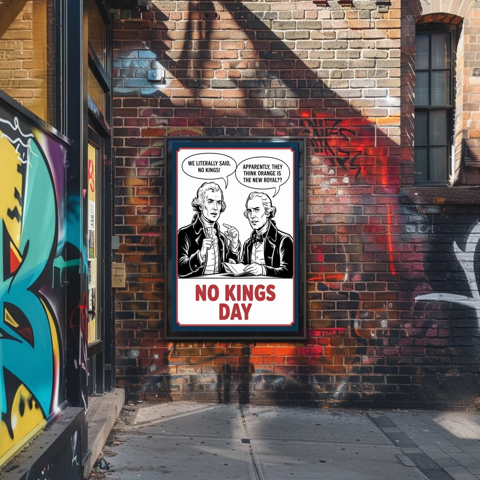 Anti-Monarchy Political Satire with Founding Fathers Poster PosterGoat