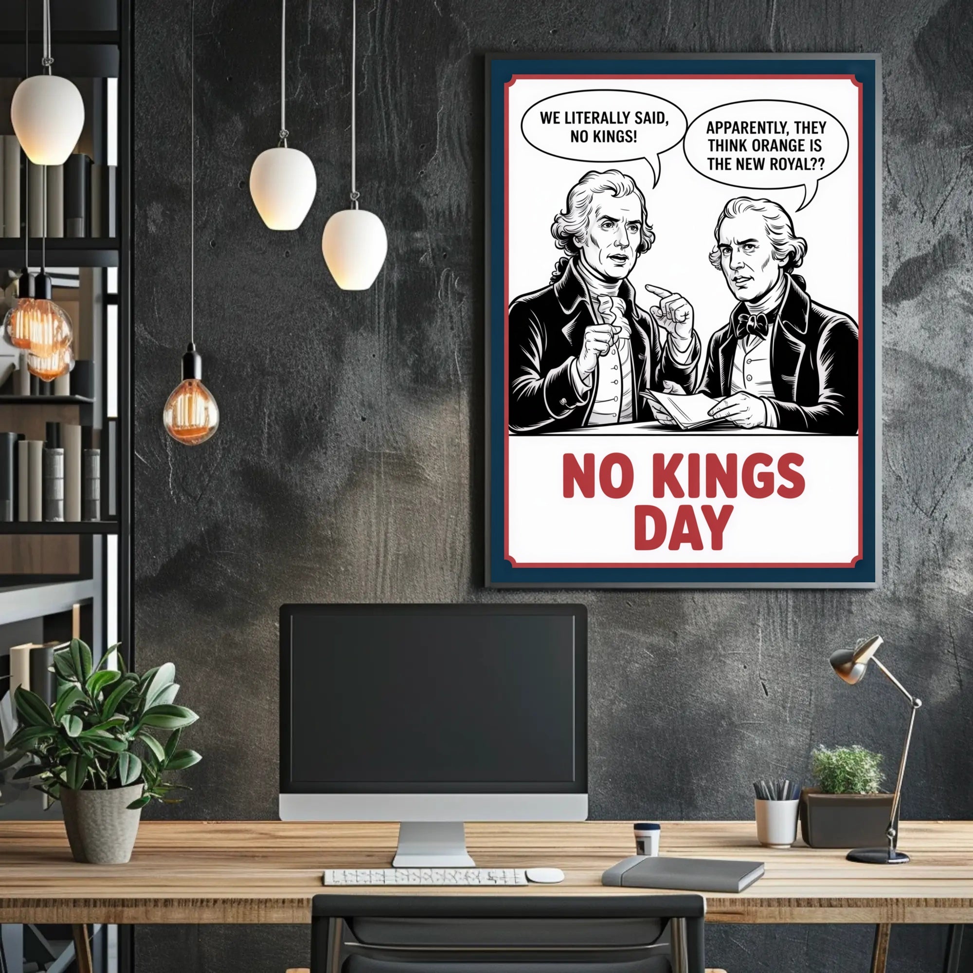 Anti-Monarchy Political Satire with Founding Fathers Poster PosterGoat