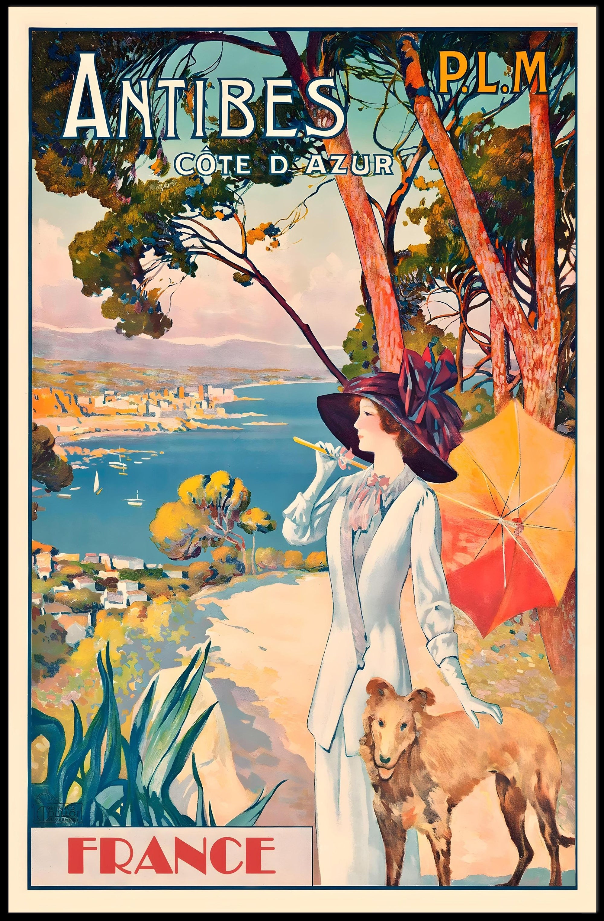Antibes Vintage Travel Aesthetic: Côte d'Azur Poster PosterGoat