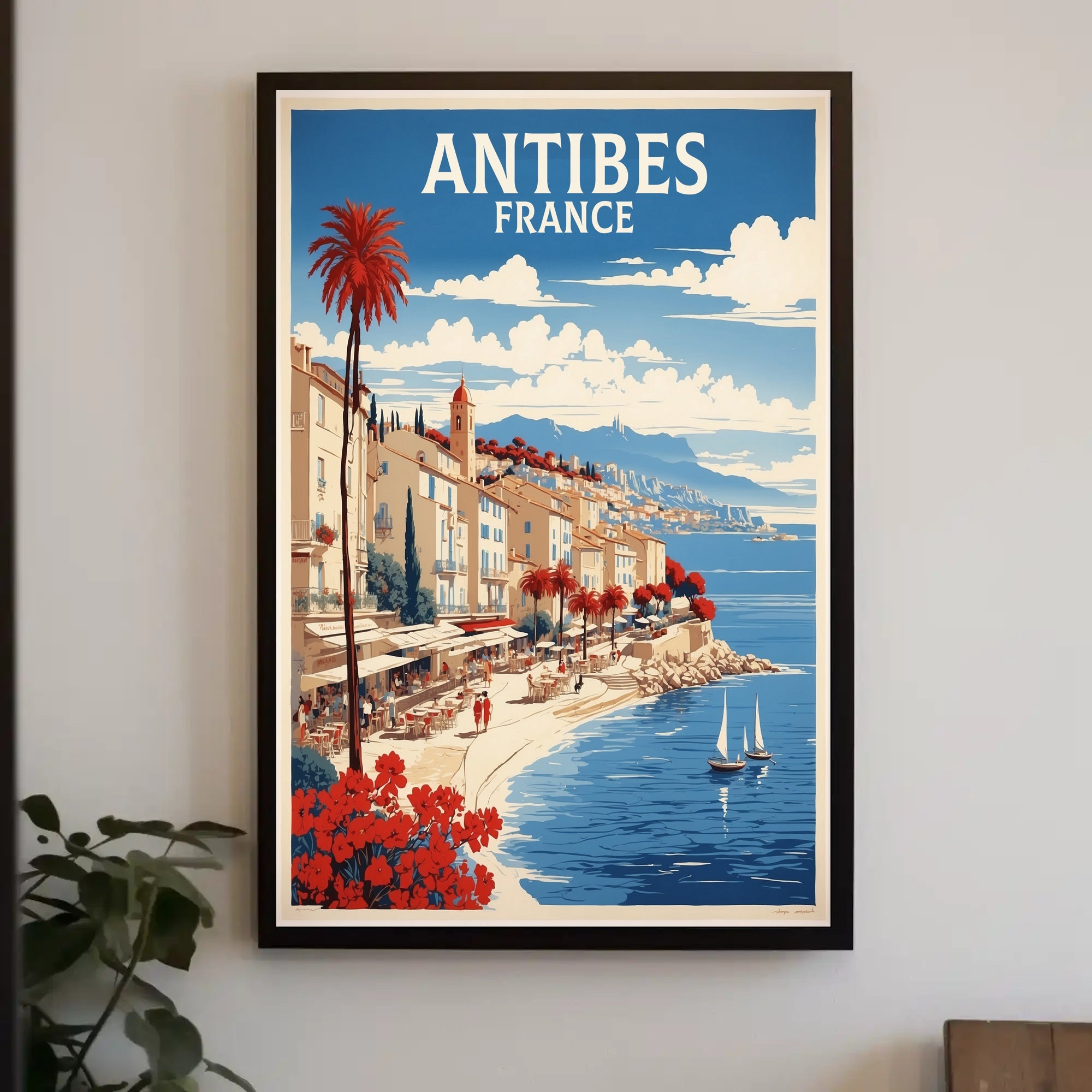 Antibes Vintage Travel Scene Captured in Artistic Poster PosterGoat
