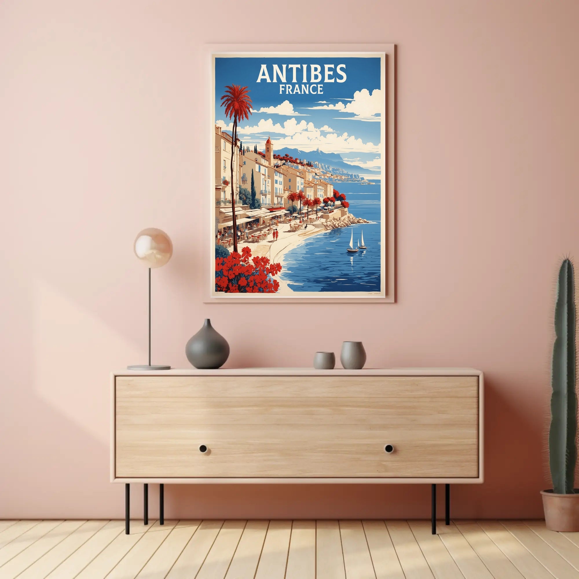 Antibes Vintage Travel Scene Captured in Artistic Poster PosterGoat