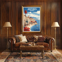 Antibes Vintage Travel Scene Captured in Artistic Poster PosterGoat
