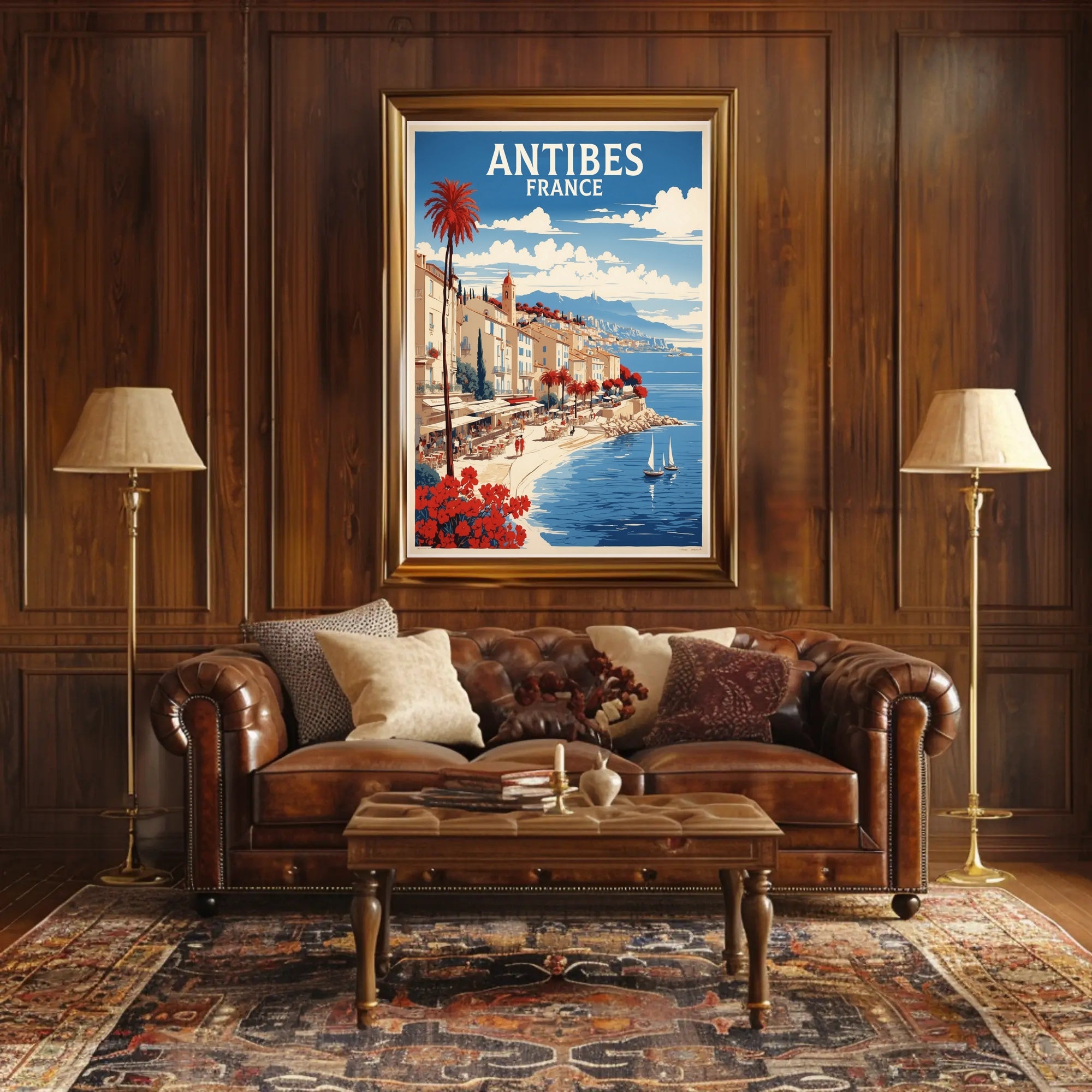Antibes Vintage Travel Scene Captured in Artistic Poster PosterGoat