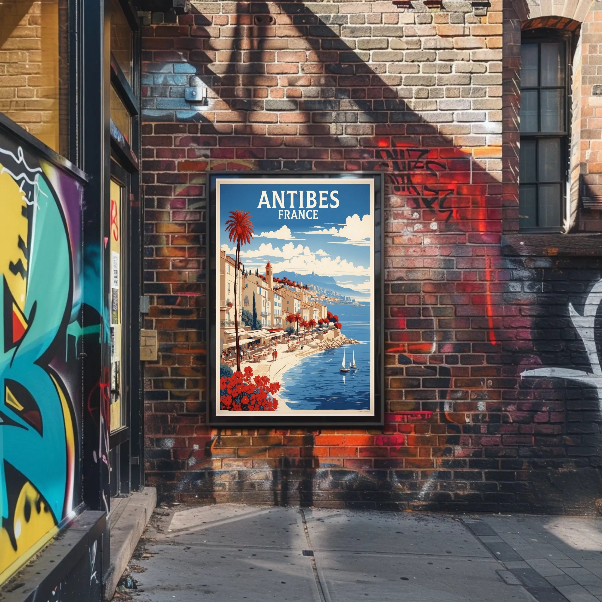 Antibes Vintage Travel Scene Captured in Artistic Poster PosterGoat