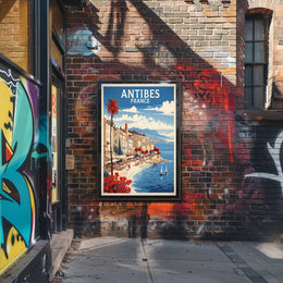 Antibes Vintage Travel Scene Captured in Artistic Poster PosterGoat
