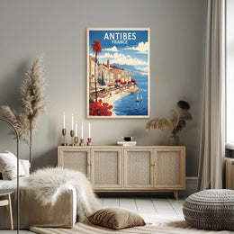Antibes Vintage Travel Scene Captured in Artistic Poster PosterGoat