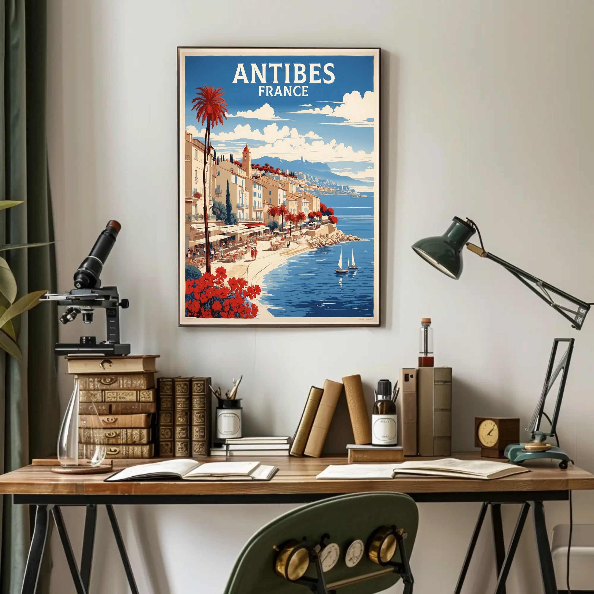 Antibes Vintage Travel Scene Captured in Artistic Poster PosterGoat