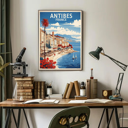 Antibes Vintage Travel Scene Captured in Artistic Poster PosterGoat