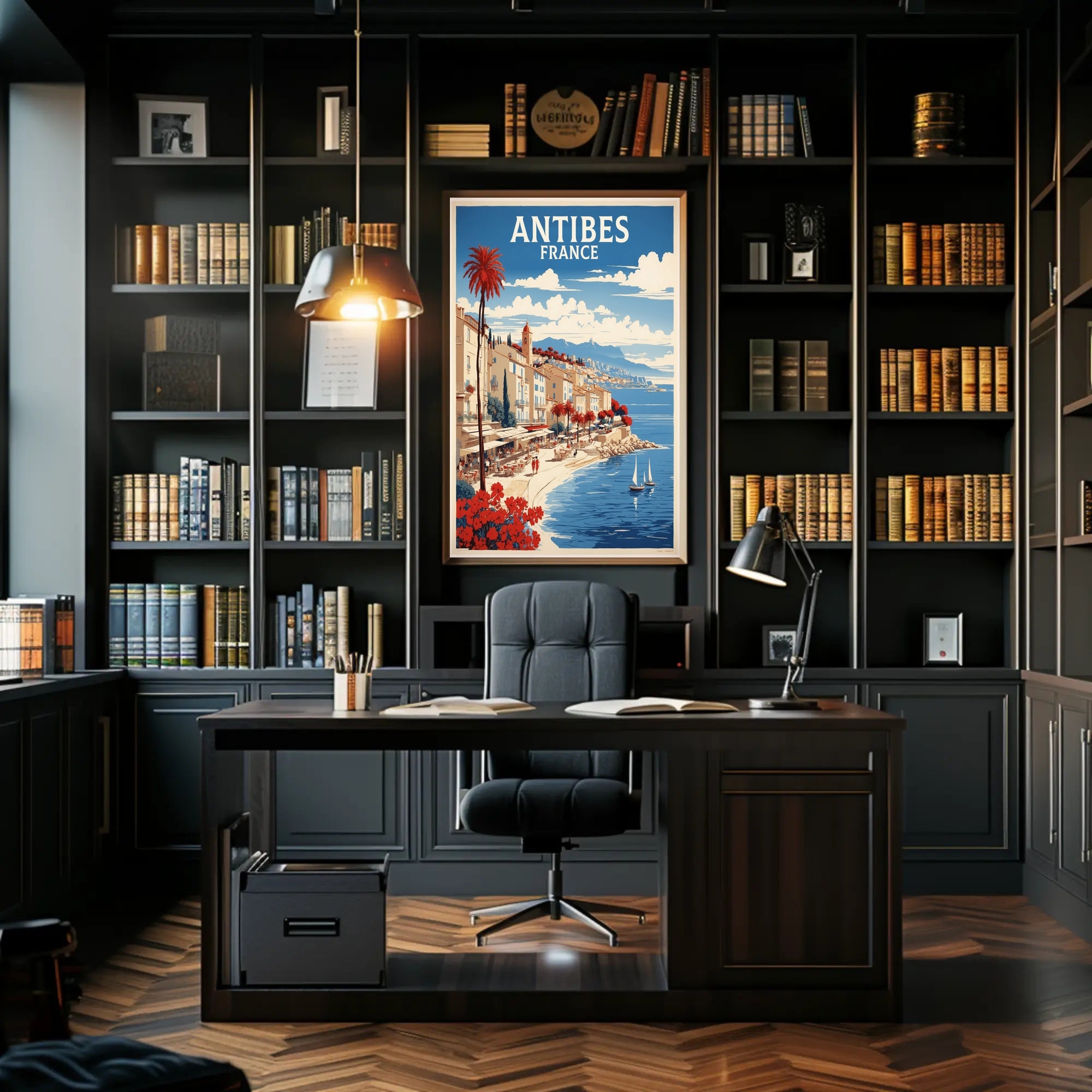 Antibes Vintage Travel Scene Captured in Artistic Poster PosterGoat