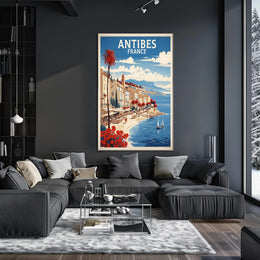 Antibes Vintage Travel Scene Captured in Artistic Poster PosterGoat