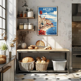 Antibes Vintage Travel Scene Captured in Artistic Poster PosterGoat