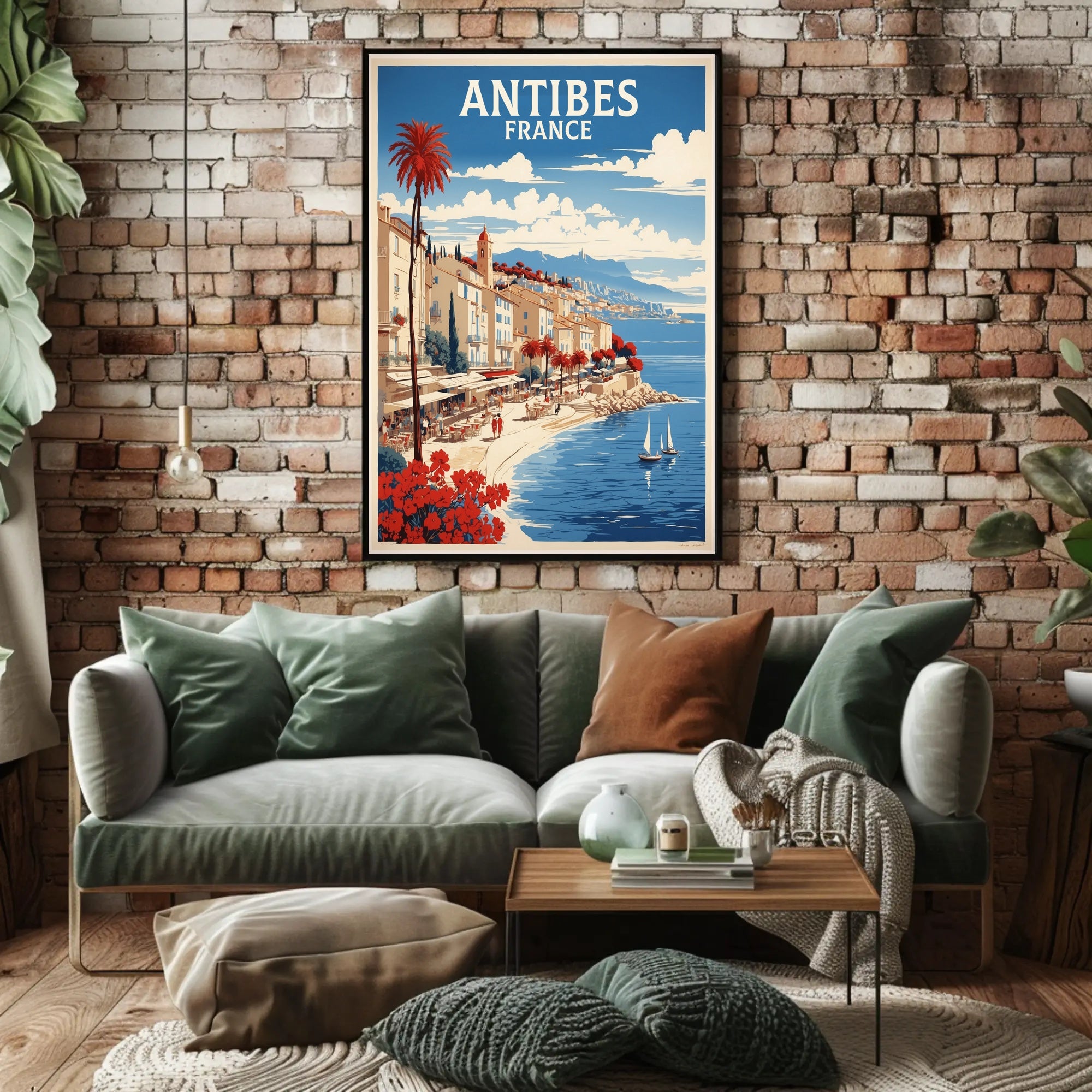 Antibes Vintage Travel Scene Captured in Artistic Poster PosterGoat