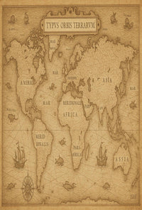 Antique 1585 World Map Vintage Travel Poster PosterGoat