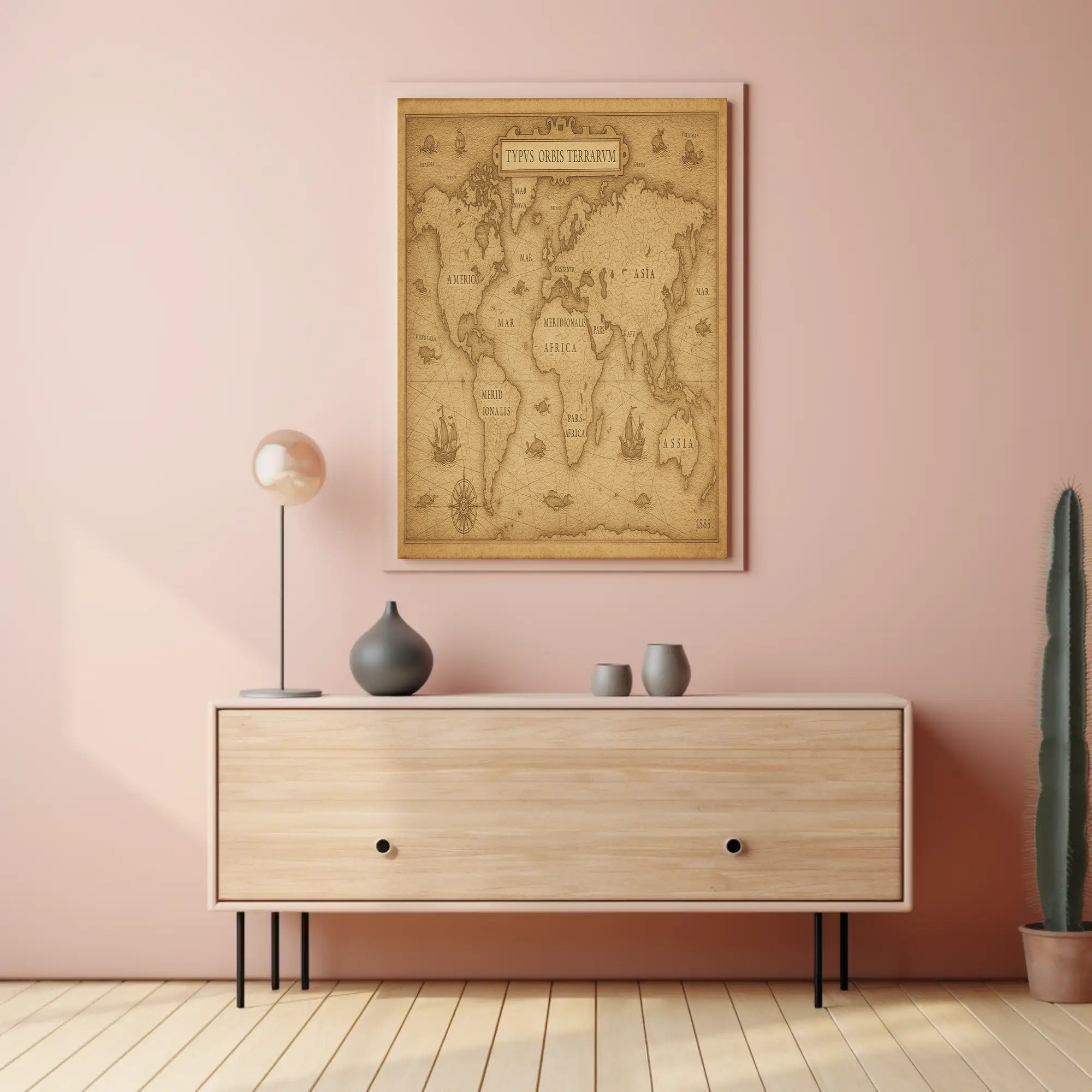 Antique 1585 World Map Vintage Travel Poster PosterGoat