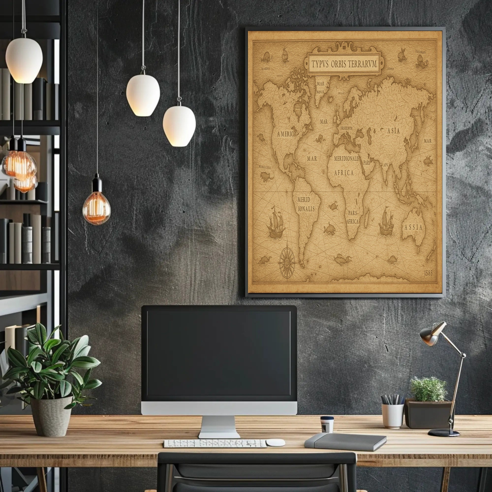 Antique 1585 World Map Vintage Travel Poster PosterGoat